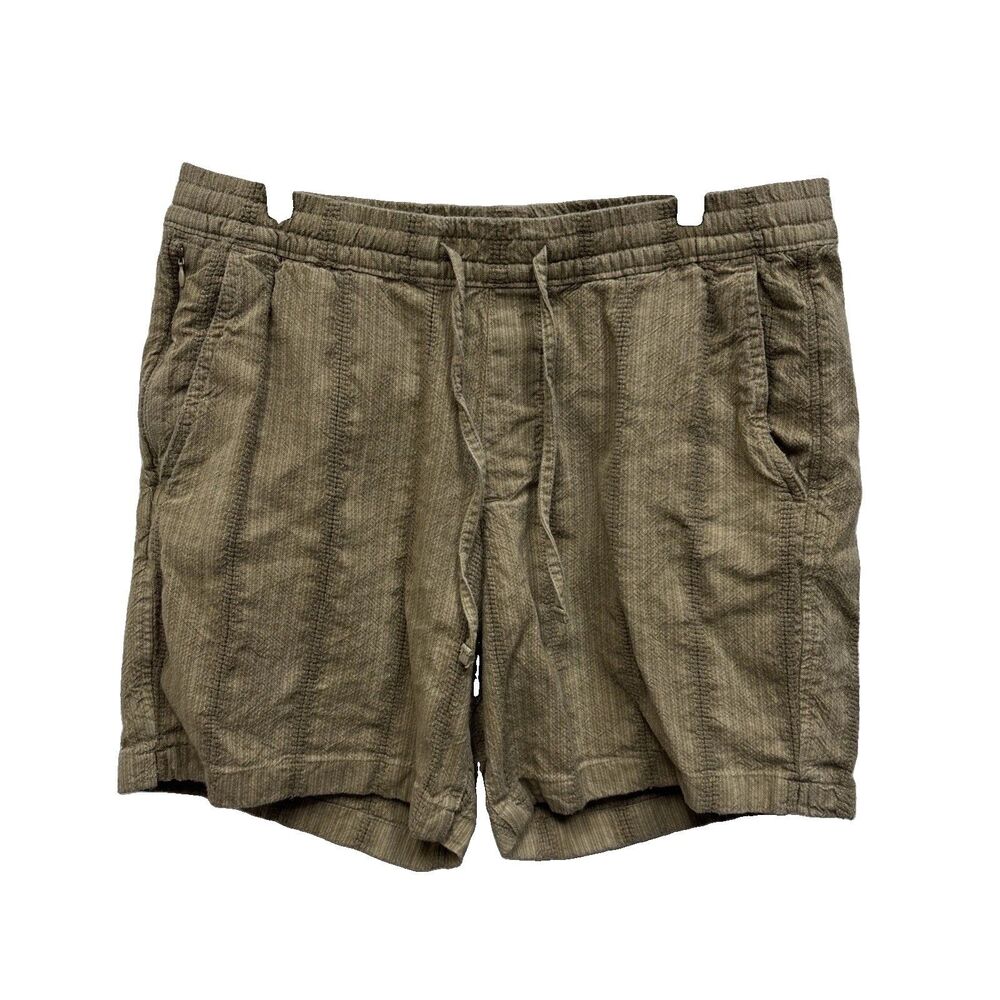 Abercrombie & Fitch Shorts Men L Khaki Striped Coastal Vacation Pull On Pockets